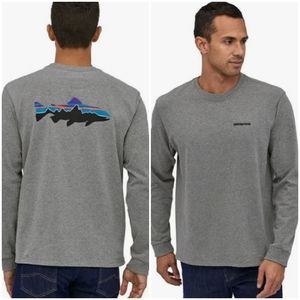 Patagonia Men's Fitz Roy Trout Responsibili-Tee Size M Heather Gray